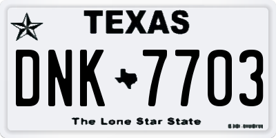 TX license plate DNK7703