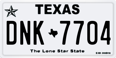 TX license plate DNK7704