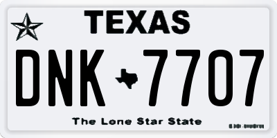 TX license plate DNK7707