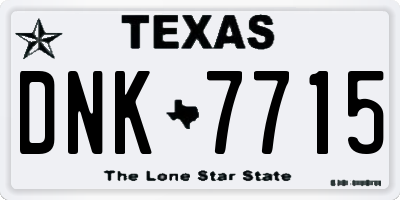 TX license plate DNK7715