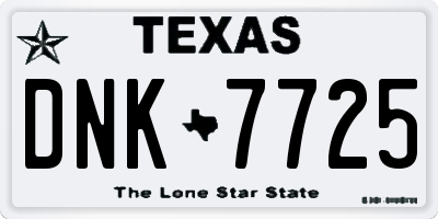 TX license plate DNK7725