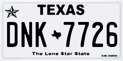 TX license plate DNK7726