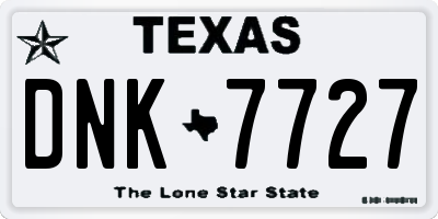 TX license plate DNK7727