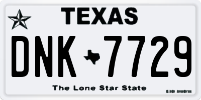 TX license plate DNK7729