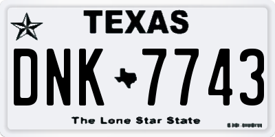 TX license plate DNK7743