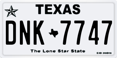 TX license plate DNK7747