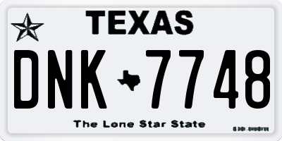 TX license plate DNK7748