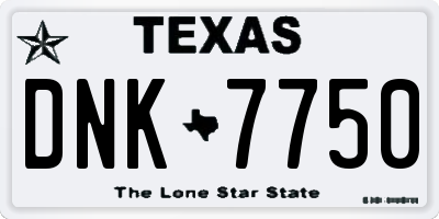 TX license plate DNK7750
