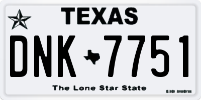 TX license plate DNK7751