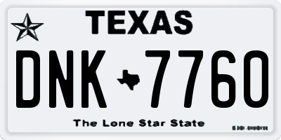 TX license plate DNK7760
