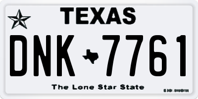 TX license plate DNK7761