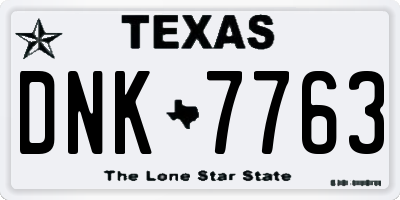 TX license plate DNK7763