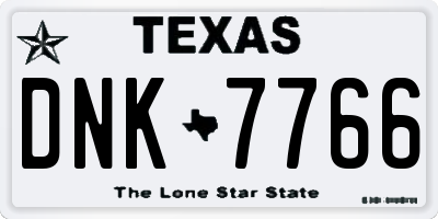 TX license plate DNK7766