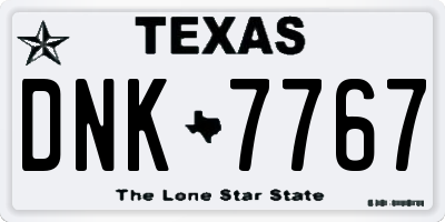 TX license plate DNK7767