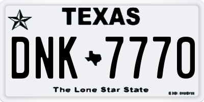 TX license plate DNK7770