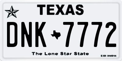 TX license plate DNK7772