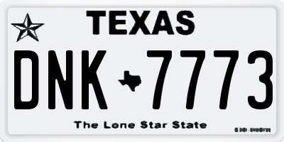 TX license plate DNK7773