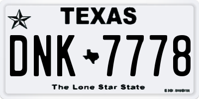 TX license plate DNK7778