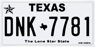 TX license plate DNK7781