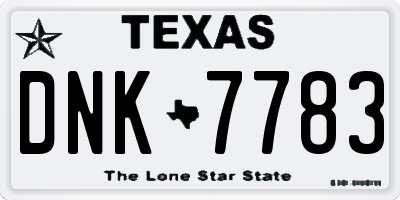 TX license plate DNK7783