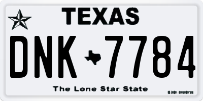 TX license plate DNK7784