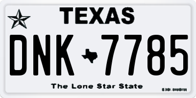 TX license plate DNK7785