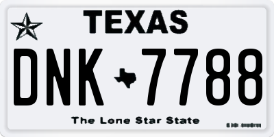 TX license plate DNK7788