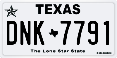 TX license plate DNK7791