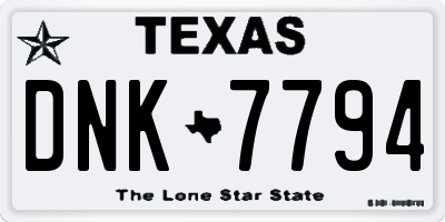 TX license plate DNK7794