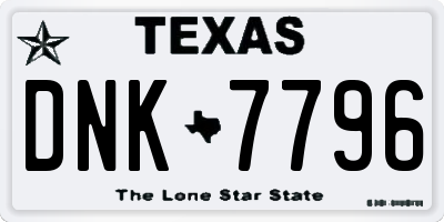 TX license plate DNK7796