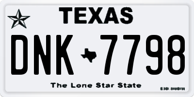 TX license plate DNK7798