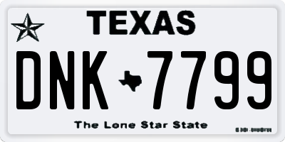TX license plate DNK7799