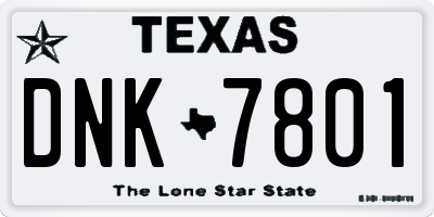 TX license plate DNK7801