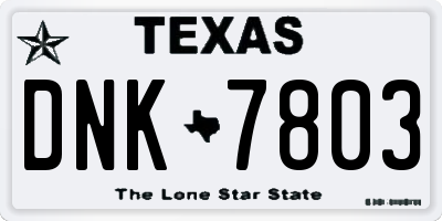 TX license plate DNK7803