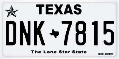 TX license plate DNK7815