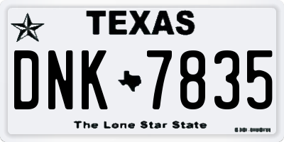 TX license plate DNK7835