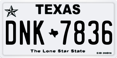 TX license plate DNK7836