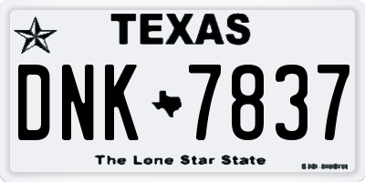TX license plate DNK7837