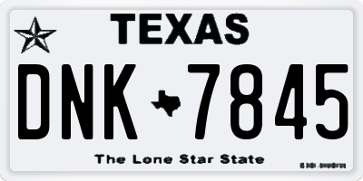 TX license plate DNK7845