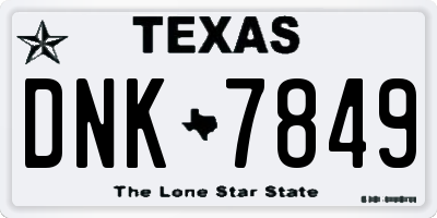 TX license plate DNK7849
