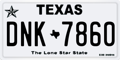 TX license plate DNK7860