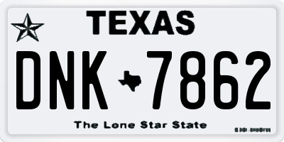 TX license plate DNK7862