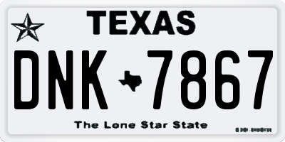 TX license plate DNK7867