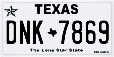 TX license plate DNK7869