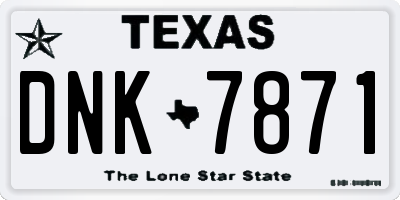 TX license plate DNK7871