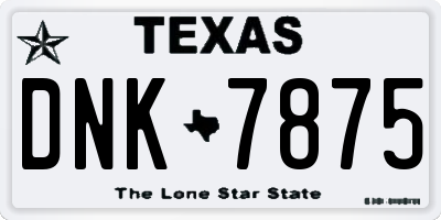 TX license plate DNK7875
