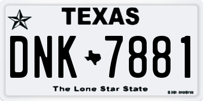 TX license plate DNK7881