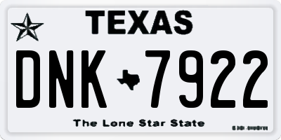 TX license plate DNK7922