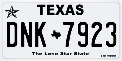 TX license plate DNK7923