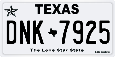 TX license plate DNK7925